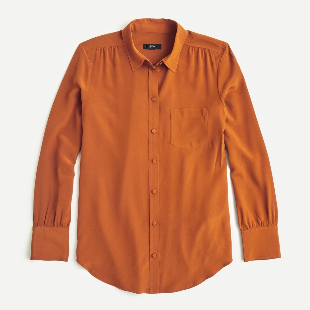 J.Crew Re-imagined Silk Button Down Shirt in Adobe size 22 NWT